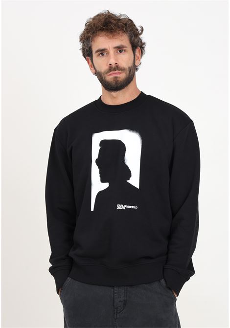 Black men's crewneck sweatshirt with portrait print KARL LAGERFELD | KL245D1807J101